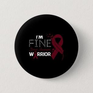 Aneurysm Warrior I'm Fine Feather  6 Cm Round Badge