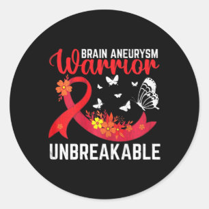 Aneurysm Warrior Unbreakable Surgery Awareness Gra Classic Round Sticker