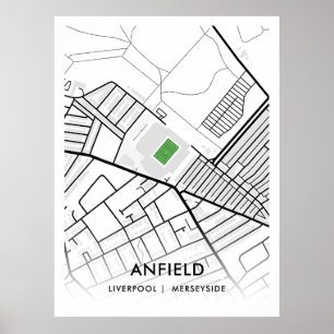 Anfield Stadium White Poster – Home of Liverpool