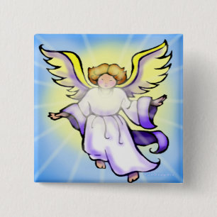 Angel 15 Cm Square Badge