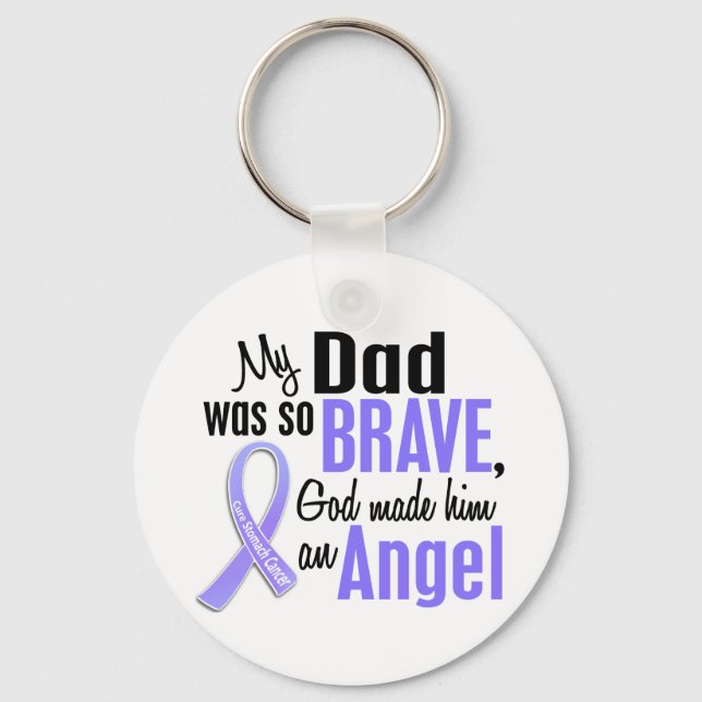 Angel 1 Dad Stomach Cancer Key Ring (Front)