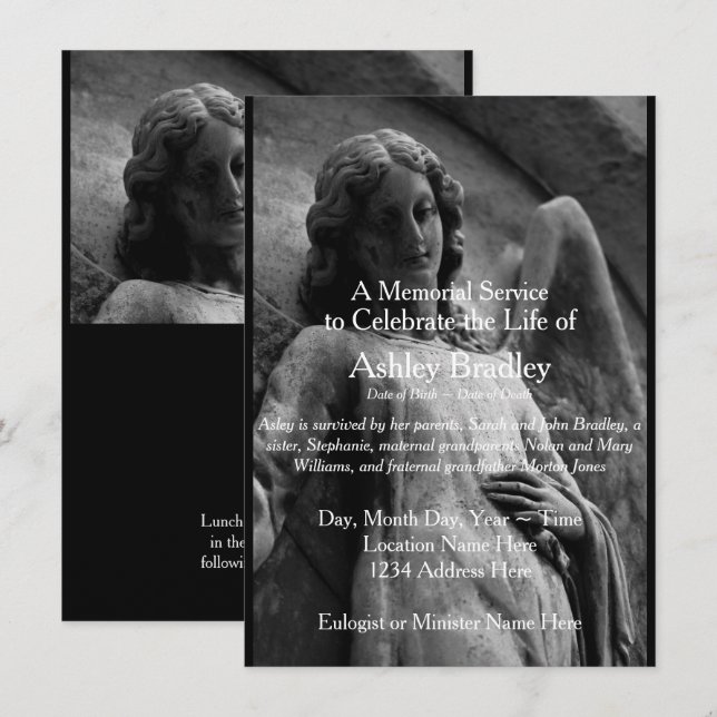 Angel 1 Memorial Service Funeral Announcement (Front/Back)