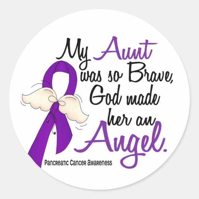 Angel 2 Aunt Pancreatic Cancer Classic Round Sticker (Front)