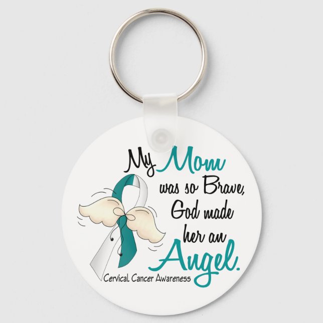 Angel 2 Cervical Cancer Mom Key Ring (Front)