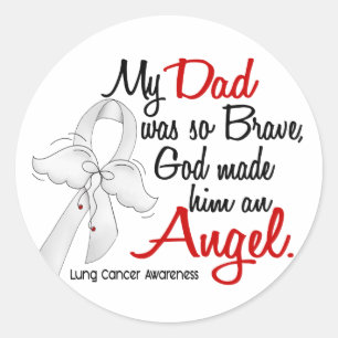 Angel 2 Dad Lung Cancer Classic Round Sticker