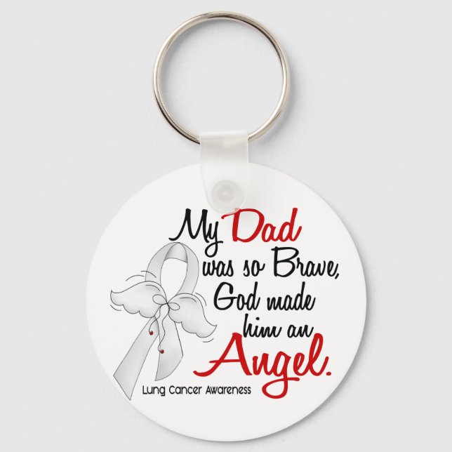 Angel 2 Dad Lung Cancer Key Ring (Front)