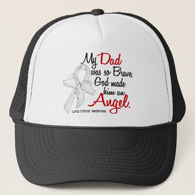 Angel 2 Dad Lung Cancer Trucker Hat (Front)