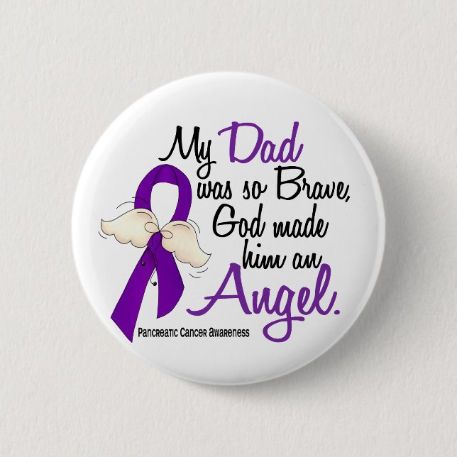 Angel 2 Dad Pancreatic Cancer 6 Cm Round Badge (Front)