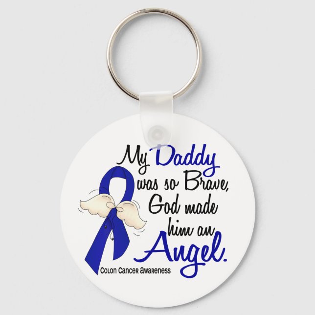Angel 2 Daddy Colon Cancer Key Ring (Front)