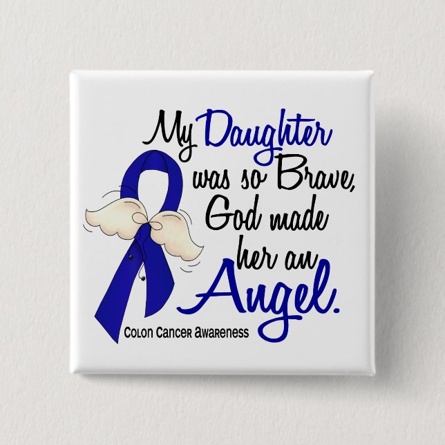 Angel 2 Daughter Colon Cancer 15 Cm Square Badge (Front)
