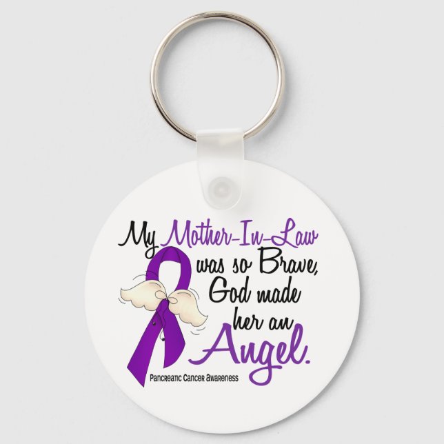 Angel 2 Mother-In-Law Pancreatic Cancer Key Ring (Front)