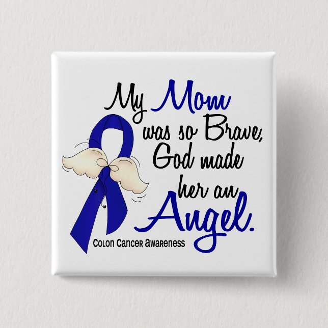 Angel 2 Mum Colon Cancer 15 Cm Square Badge (Front)