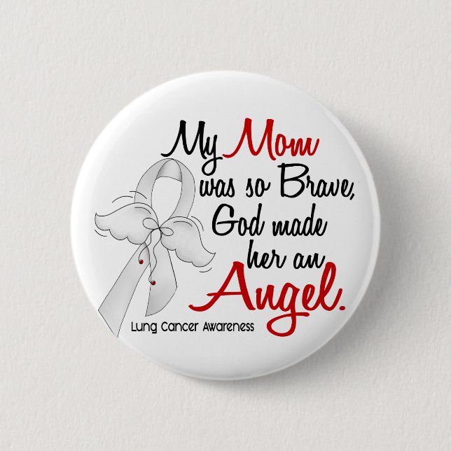 Angel 2 Mum Lung Cancer 6 Cm Round Badge (Front)