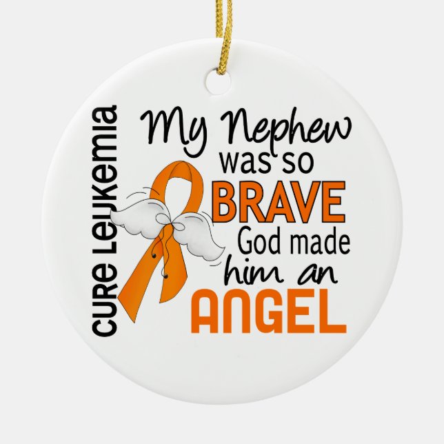 Angel 2 Nephew Leukaemia Ceramic Tree Decoration (Front)