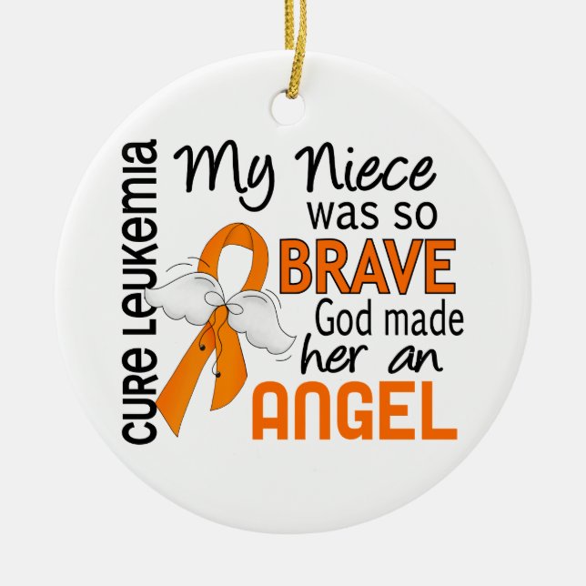 Angel 2 Niece Leukaemia Ceramic Tree Decoration (Front)