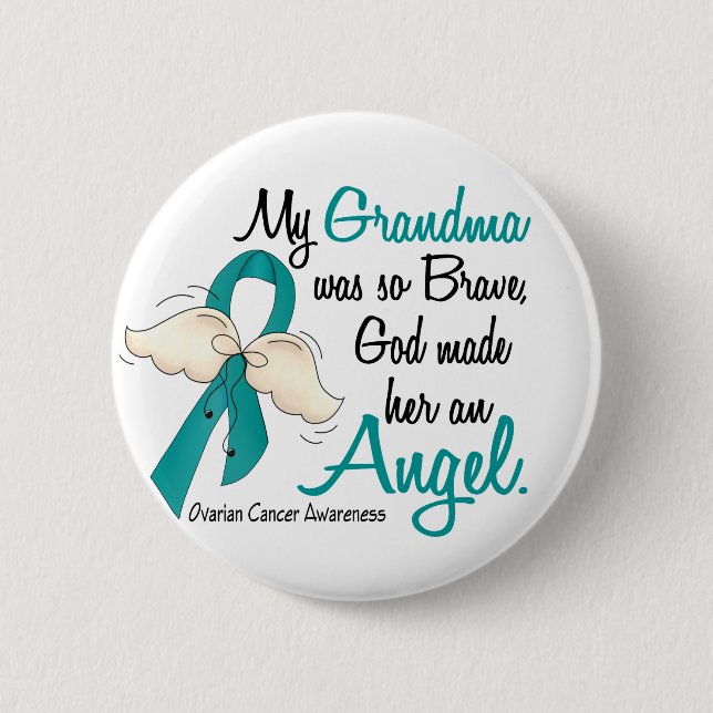 Angel 2 Ovarian Cancer Grandma 6 Cm Round Badge (Front)