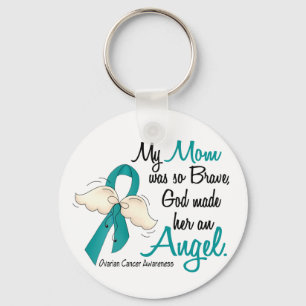 Angel 2 Ovarian Cancer Mom Key Ring