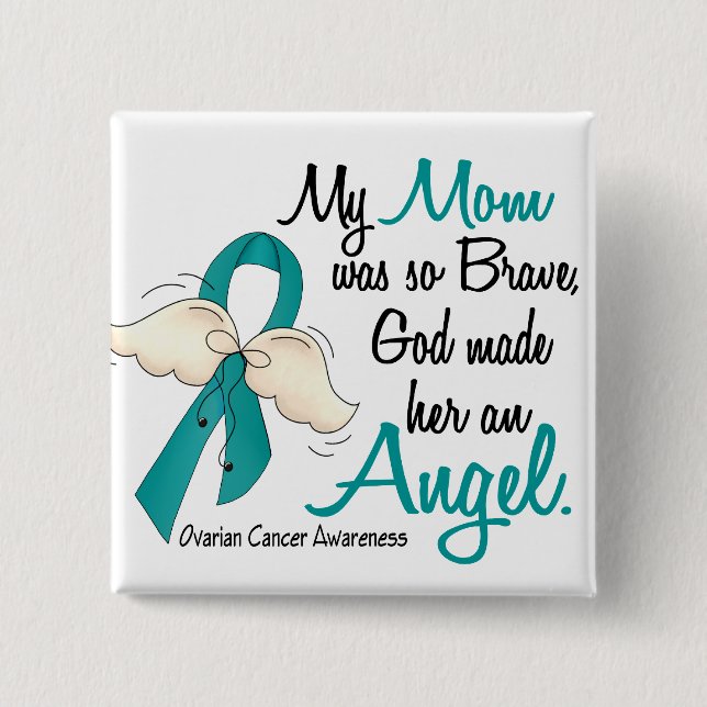 Angel 2 Ovarian Cancer Mum 15 Cm Square Badge (Front)