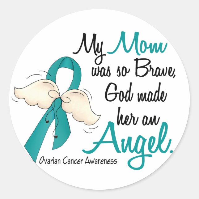 Angel 2 Ovarian Cancer Mum Classic Round Sticker (Front)