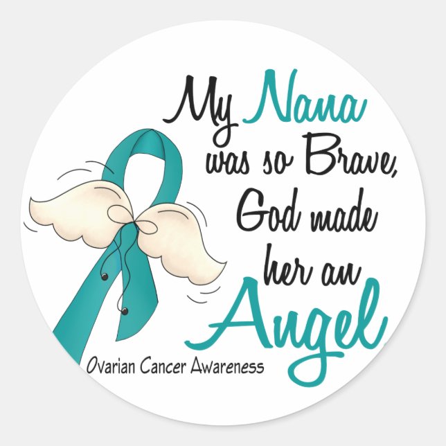 Angel 2 Ovarian Cancer Nana Classic Round Sticker (Front)