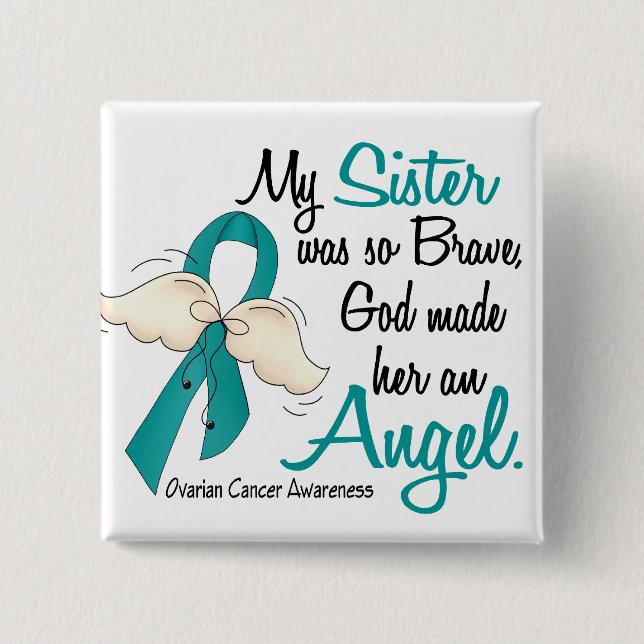 Angel 2 Ovarian Cancer Sister 15 Cm Square Badge (Front)