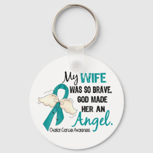 Angel 2 Ovarian Cancer Wife Key Ring
