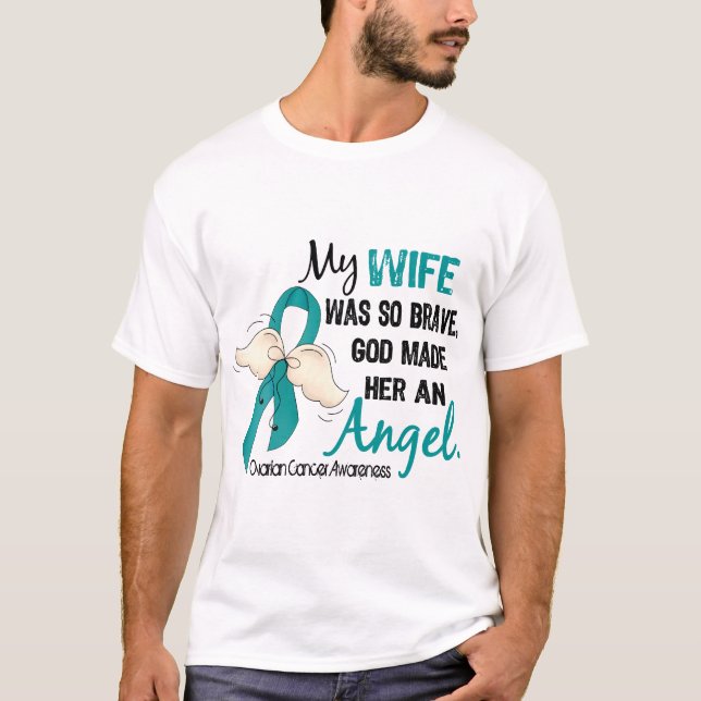 Angel 2 Ovarian Cancer Wife T-Shirt (Front)