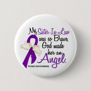 Angel 2 Sister-In-Law Pancreatic Cancer 6 Cm Round Badge