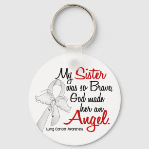 Angel 2 Sister Lung Cancer Key Ring