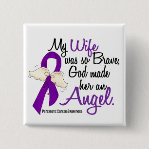 Angel 2 Wife Pancreatic Cancer 15 Cm Square Badge