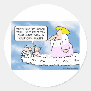 Angel advised God on creating people. Classic Round Sticker