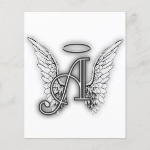 Angel Alphabet A Initial Latter Wings Halo