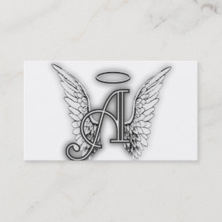Angel Alphabet A Initial Latter Wings Halo Business Card