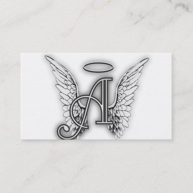 Angel Alphabet A Initial Latter Wings Halo Business Card (Front)