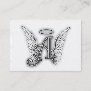 Angel Alphabet A Initial Latter Wings Halo Business Card