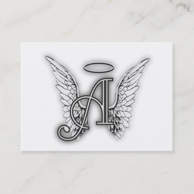 Angel Alphabet A Initial Latter Wings Halo Business Card (Front)