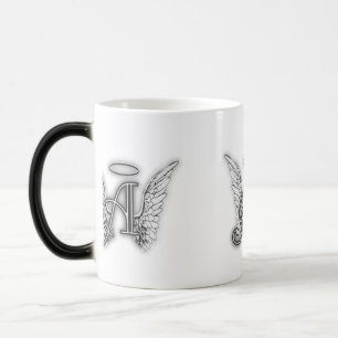 Angel Alphabet A Initial Latter Wings Halo Magic Mug