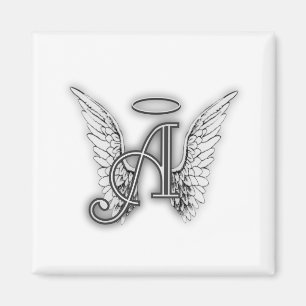 Angel Alphabet A Initial Latter Wings Halo Magnet