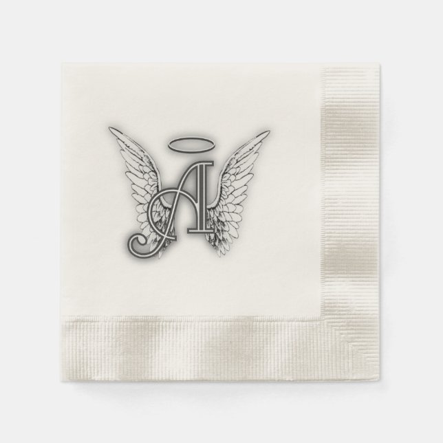 Angel Alphabet A Initial Latter Wings Halo Napkin (Front)
