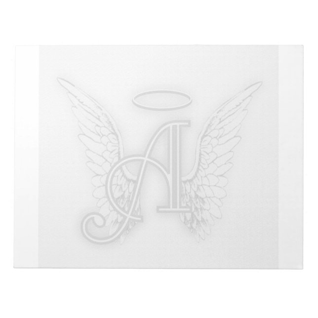 Angel Alphabet A Initial Latter Wings Halo Notepad (Front)
