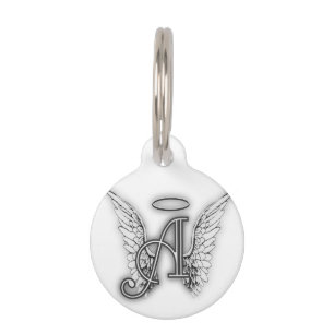 Angel Alphabet A Initial Latter Wings Halo Pet Tag