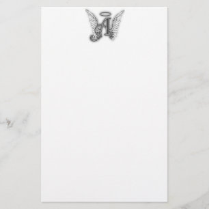 Angel Alphabet A Initial Latter Wings Halo Stationery