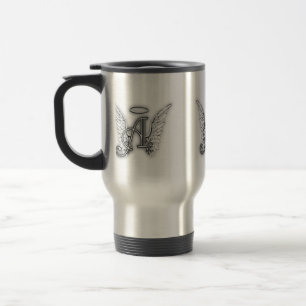 Angel Alphabet A Initial Latter Wings Halo Travel Mug