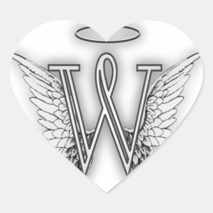 Angel Alphabet B Initial Letter Wings Halo Heart Sticker