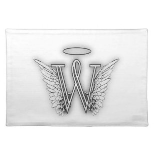 Angel Alphabet B Initial Letter Wings Halo Placemat