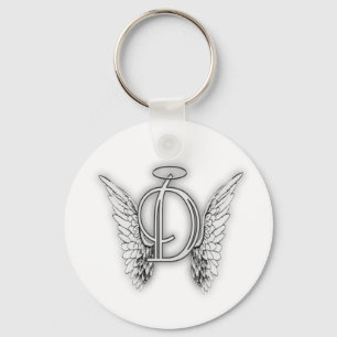 Angel Alphabet D Initial Latter Wings Halo Key Ring