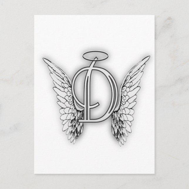 Angel Alphabet D Initial Latter Wings Halo Postcard (Front)