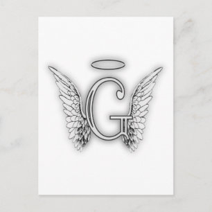 Angel Alphabet G Initial Latter Wings Halo Postcard