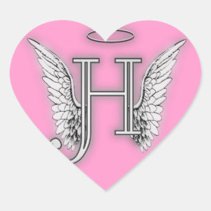 Angel Alphabet H Initial Latter Wings Halo Heart Sticker