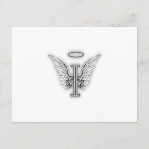 Angel Alphabet I Initial Letter Wings Halo Postcard